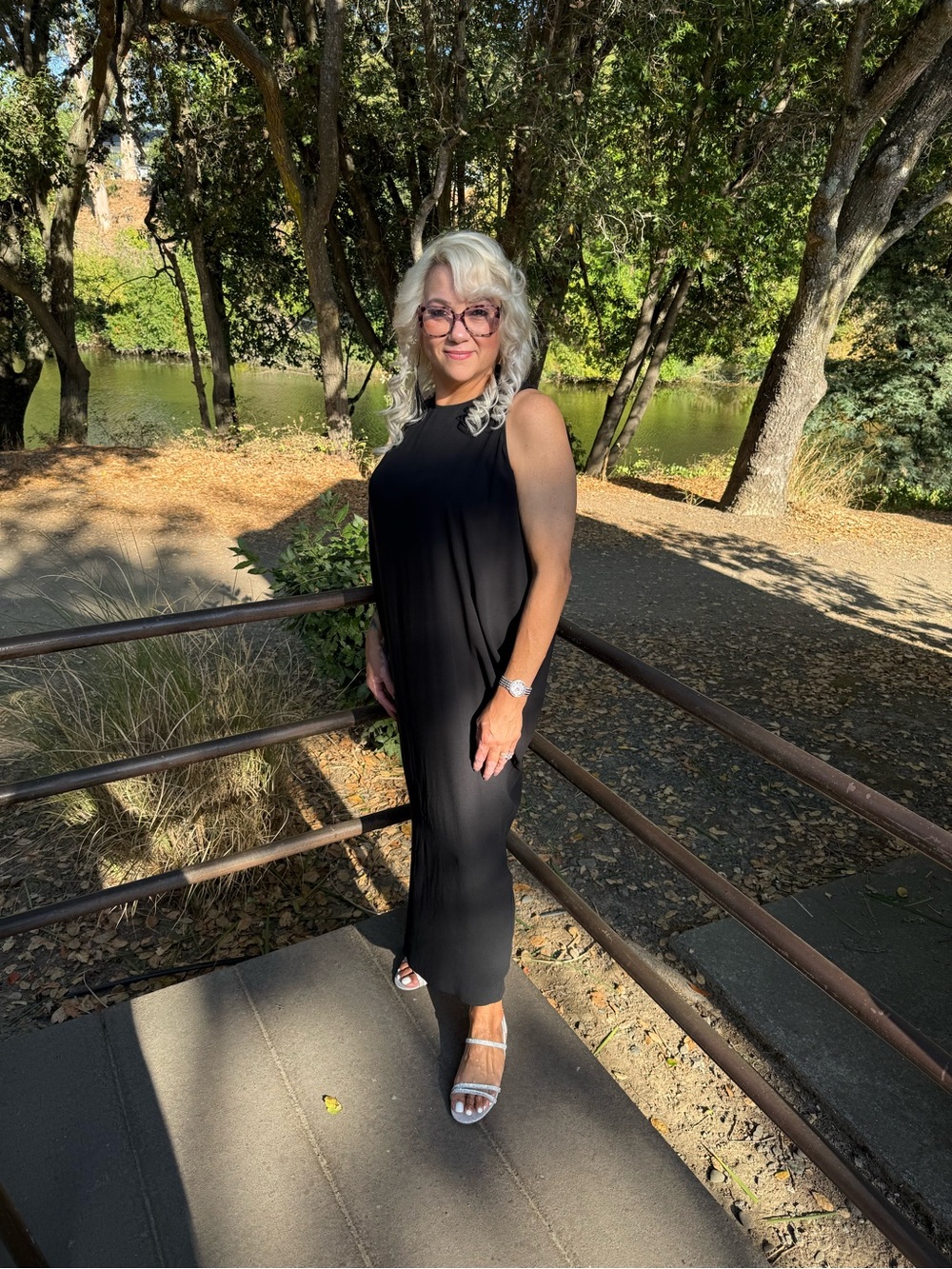 Eileen Fisher Black Sleeveless Relaxed Midi Dress